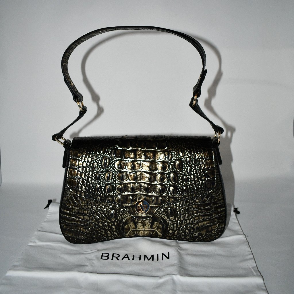Brahmin Melbourne Collection Onyx Nerida Shoulder Bag In Onyx #V622177 00077 Nwt